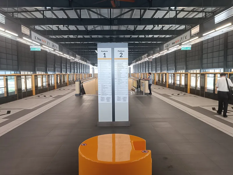 The island platform at Kuchai MRT station, platforms 1 and 2